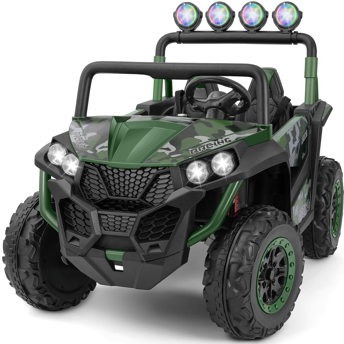 2 Seater 24V Battery Powered Ride on Car with Remote Control, Camouflage Green B795080