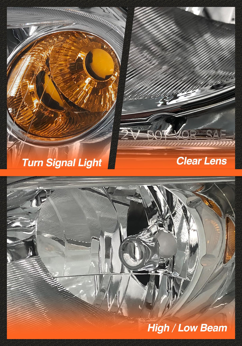 Chrome Headlights Assembly Pair P840