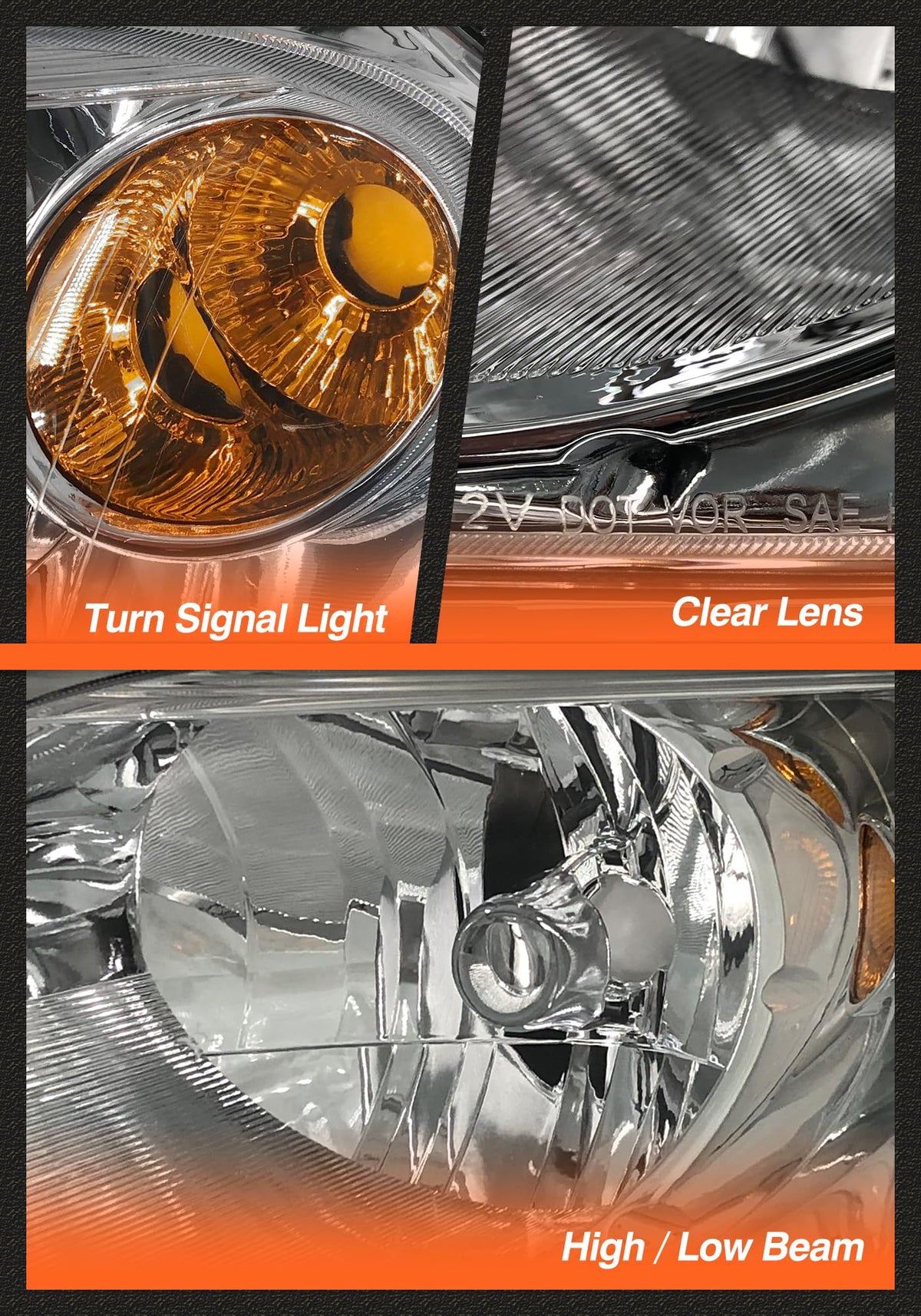 Chrome Headlights Assembly Pair P840