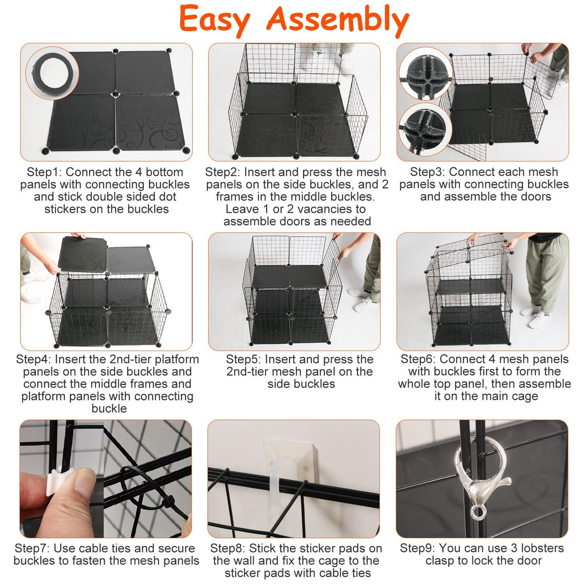 Black 2-Tier Cat Cage F929
