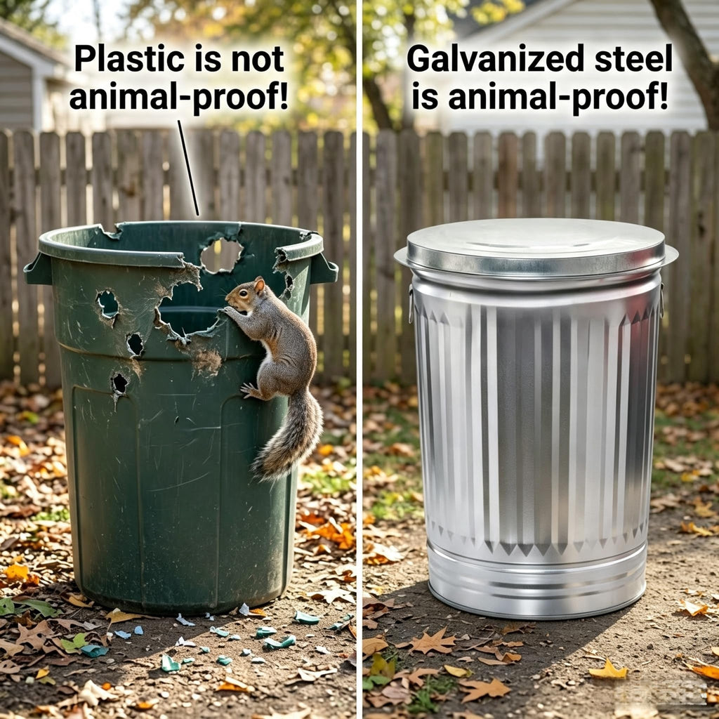 31 Gallon Heavy Duty Galvanized Metal Trash Can with Lid E946125