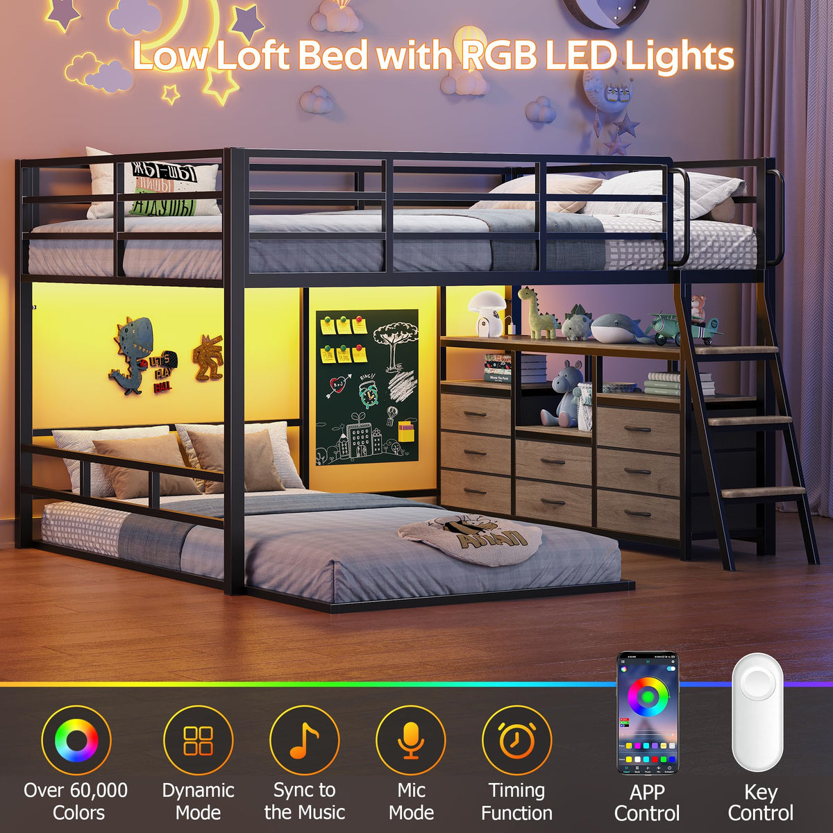 Full Over Twin Bunk Bed with 8 Drawers Grey E71331