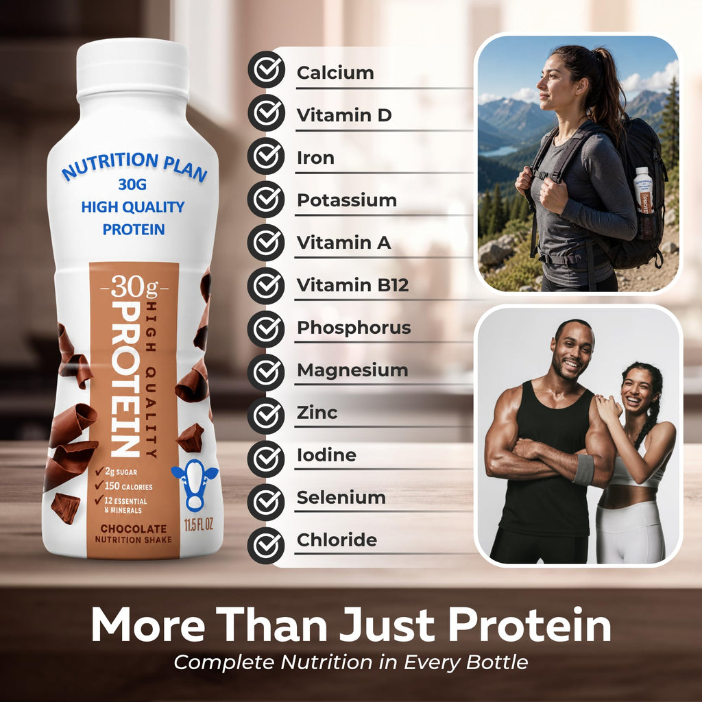 High-Protein Ready to Drink Shake – 30g Milk Protein, 150 Calories, 2g Sugar – Lactose Free, Chocolate, 11.5 fl oz (12 Pack) F663