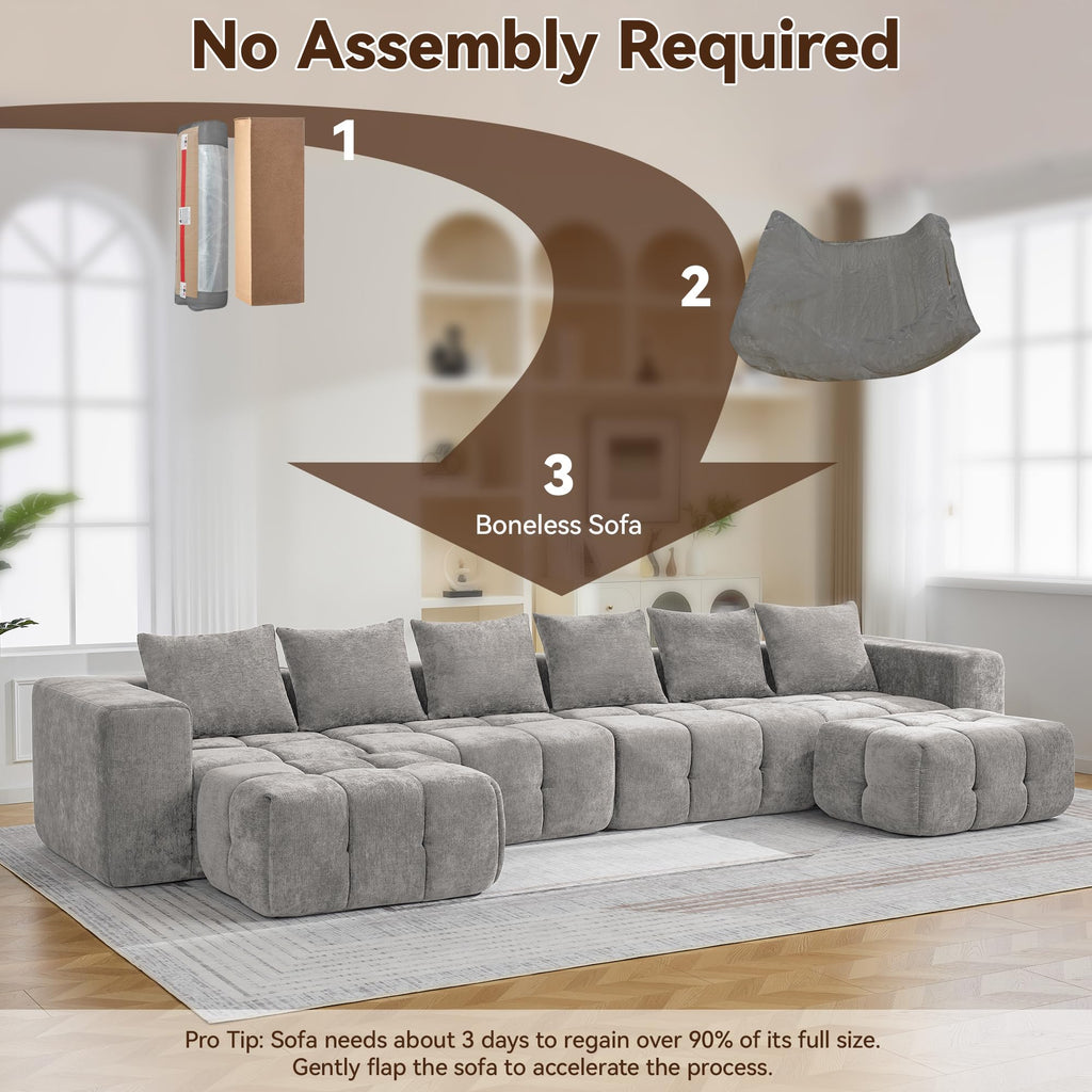 Light Grey Oversized Tufted Memory Foam Loveseat S677