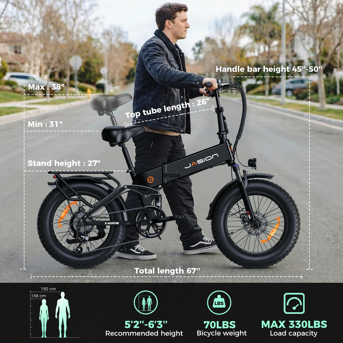 1400W Peak 20'' Fat Tire Foldable Electric Bike Z9127