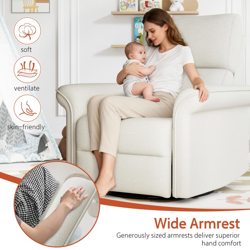 Fabric Light Gray Swivel Rocker Recliner Chair Z65488