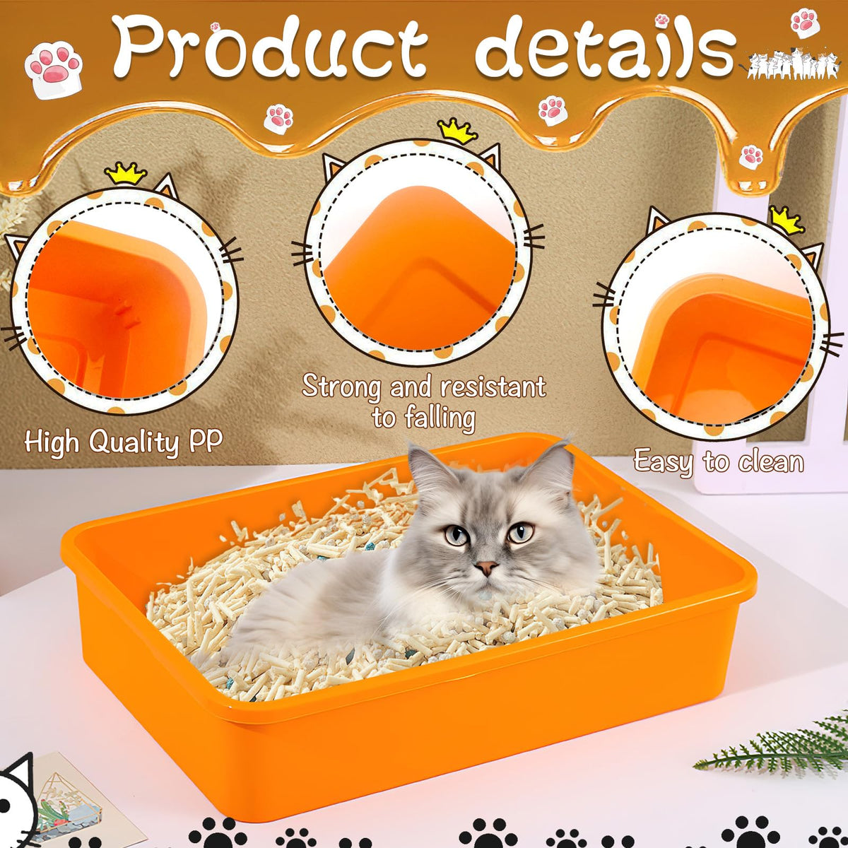6 Pcs Plastic Kitten Litter Box Set with Scooper G227