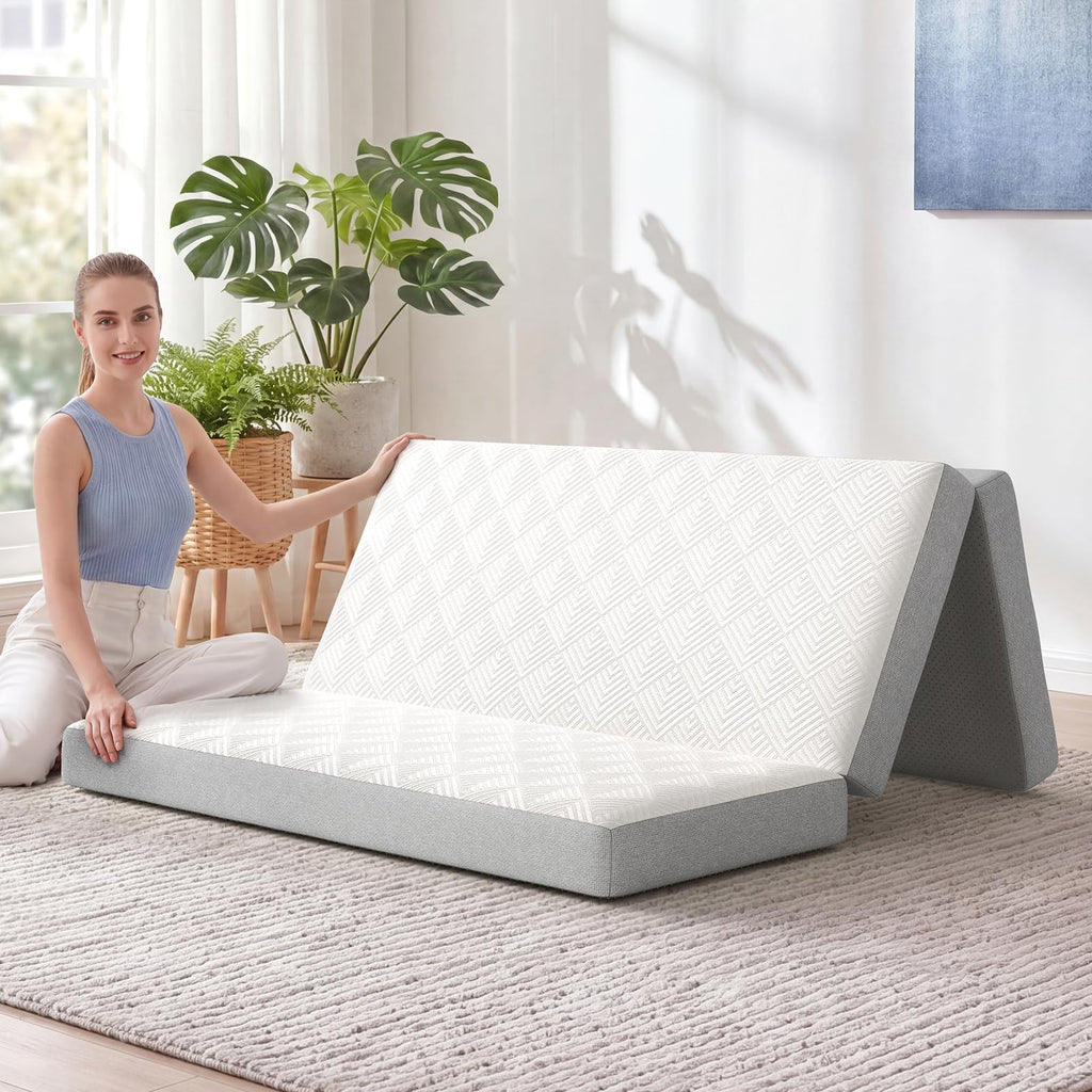 Queen 4 Inch Foldable Memory Foam Mattress R573592