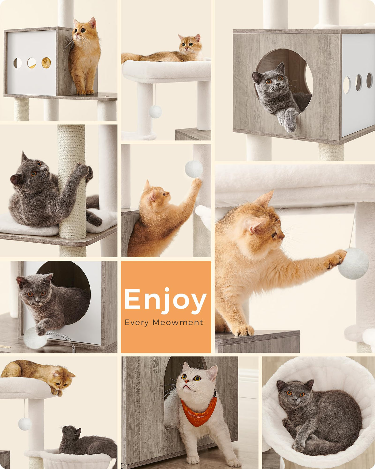 70.1-Inch Tall Cat Tree with Litter Box Enclosure P98338
