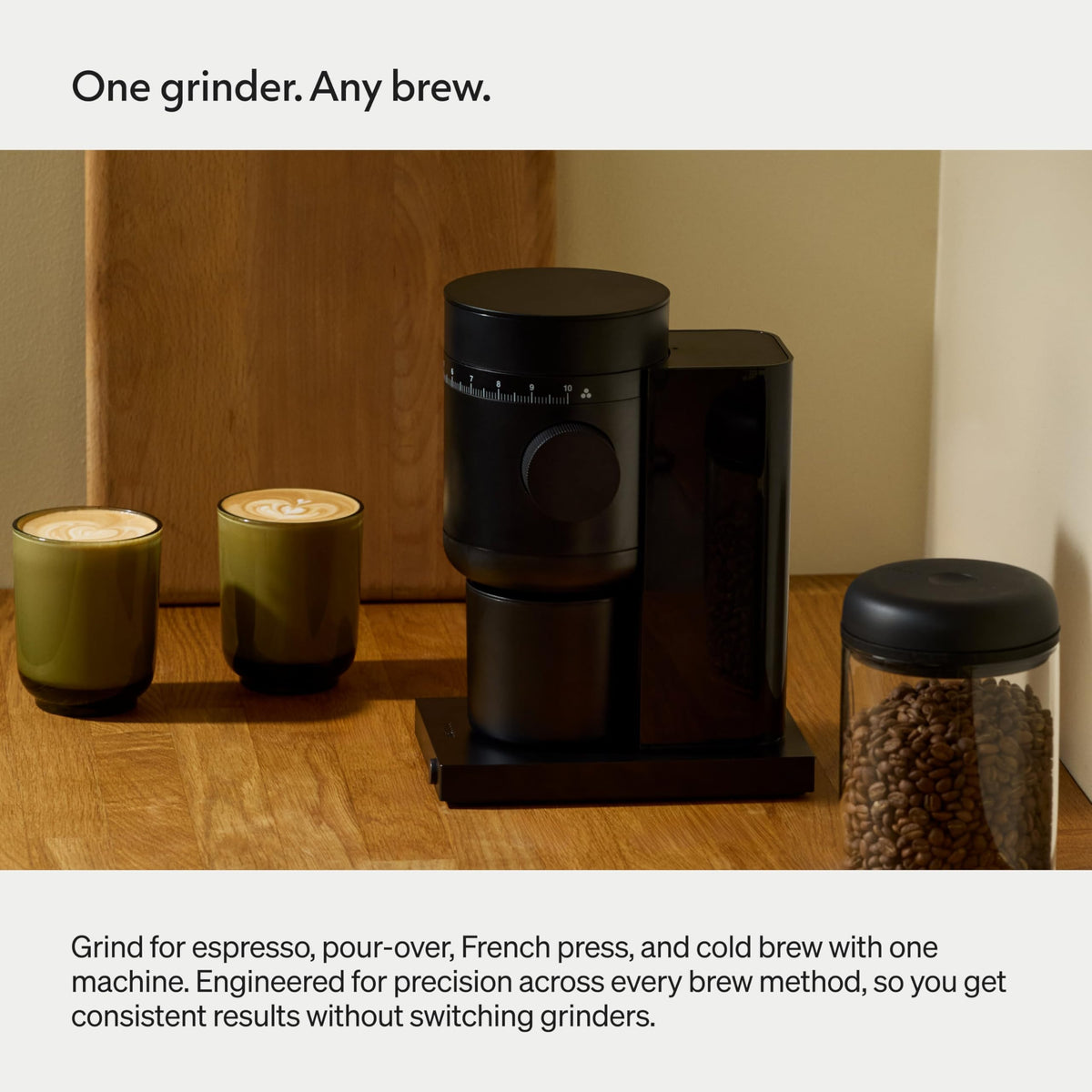 Electric Conical Burr Coffee Grinder, 48 mm Burrs, Black F89836