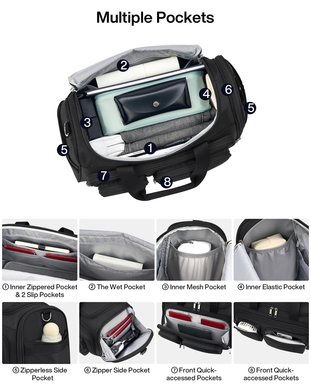 Lightweight Foldable Underseat Carry On Luggage Black J4156