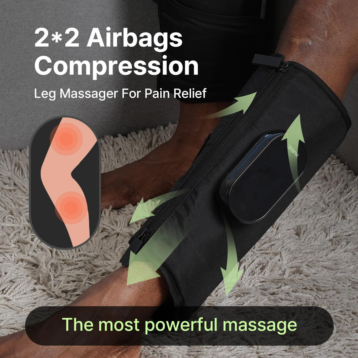 Heated Air Compression Cordless Leg Massager with Extension (Pair) N42333
