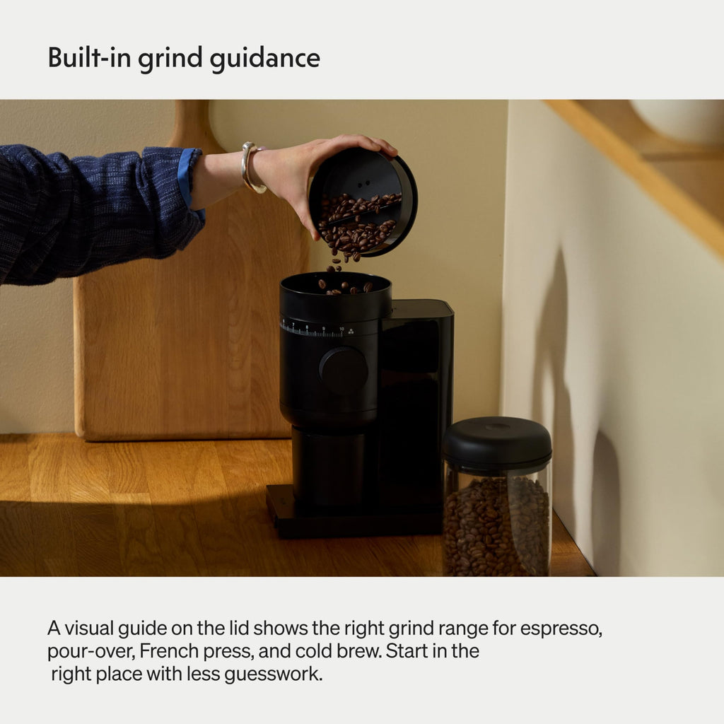 Electric Conical Burr Coffee Grinder, 48 mm Burrs, Black F89836