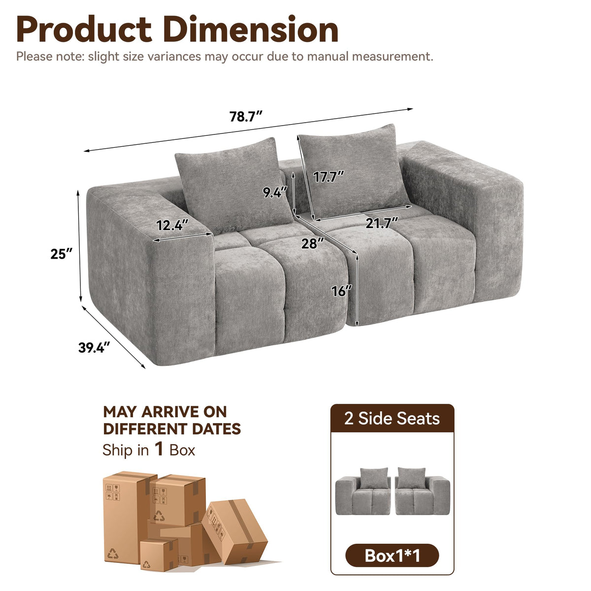 Light Grey Oversized Tufted Memory Foam Loveseat S677