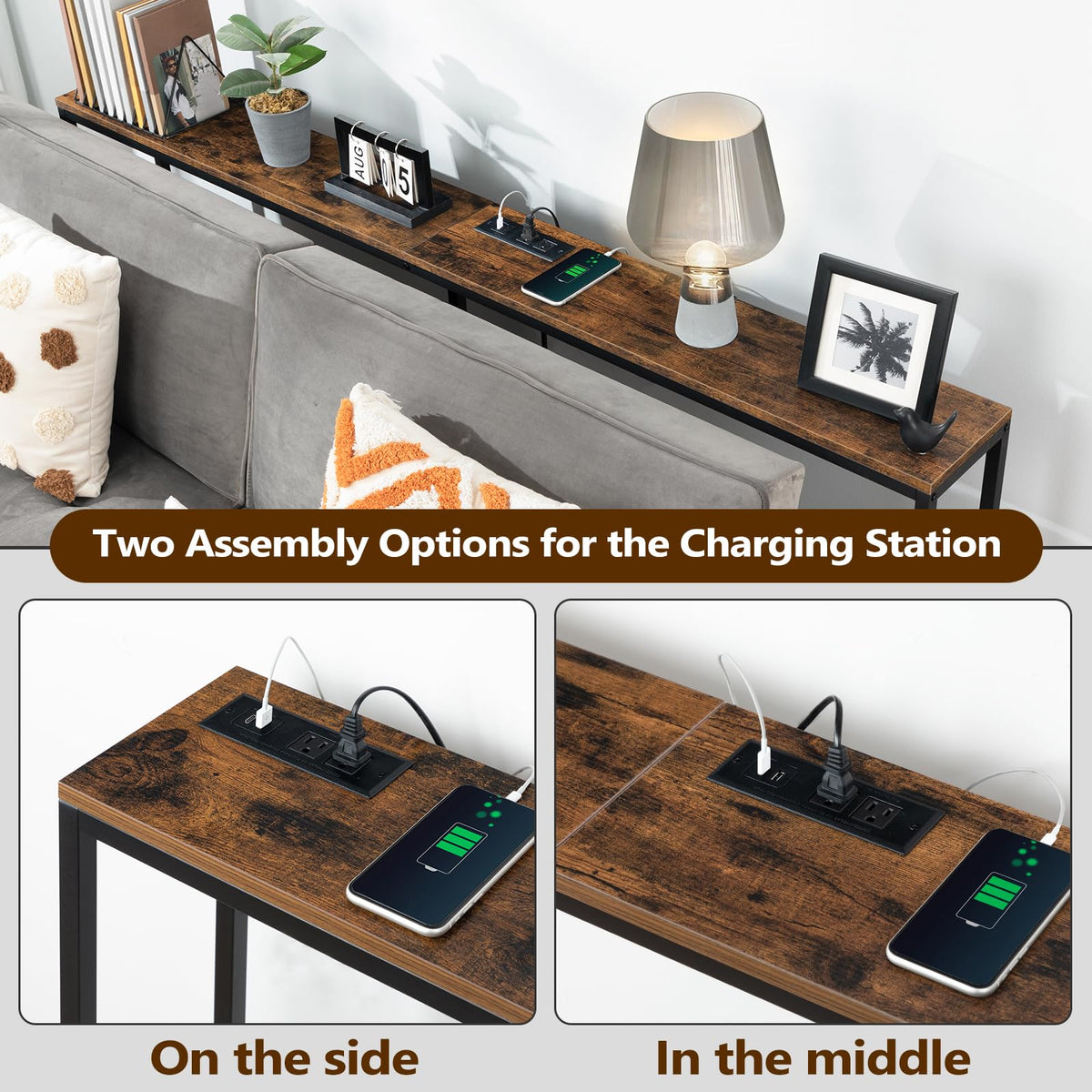 70.9" Narrow Console Table with Power Outlet G8330