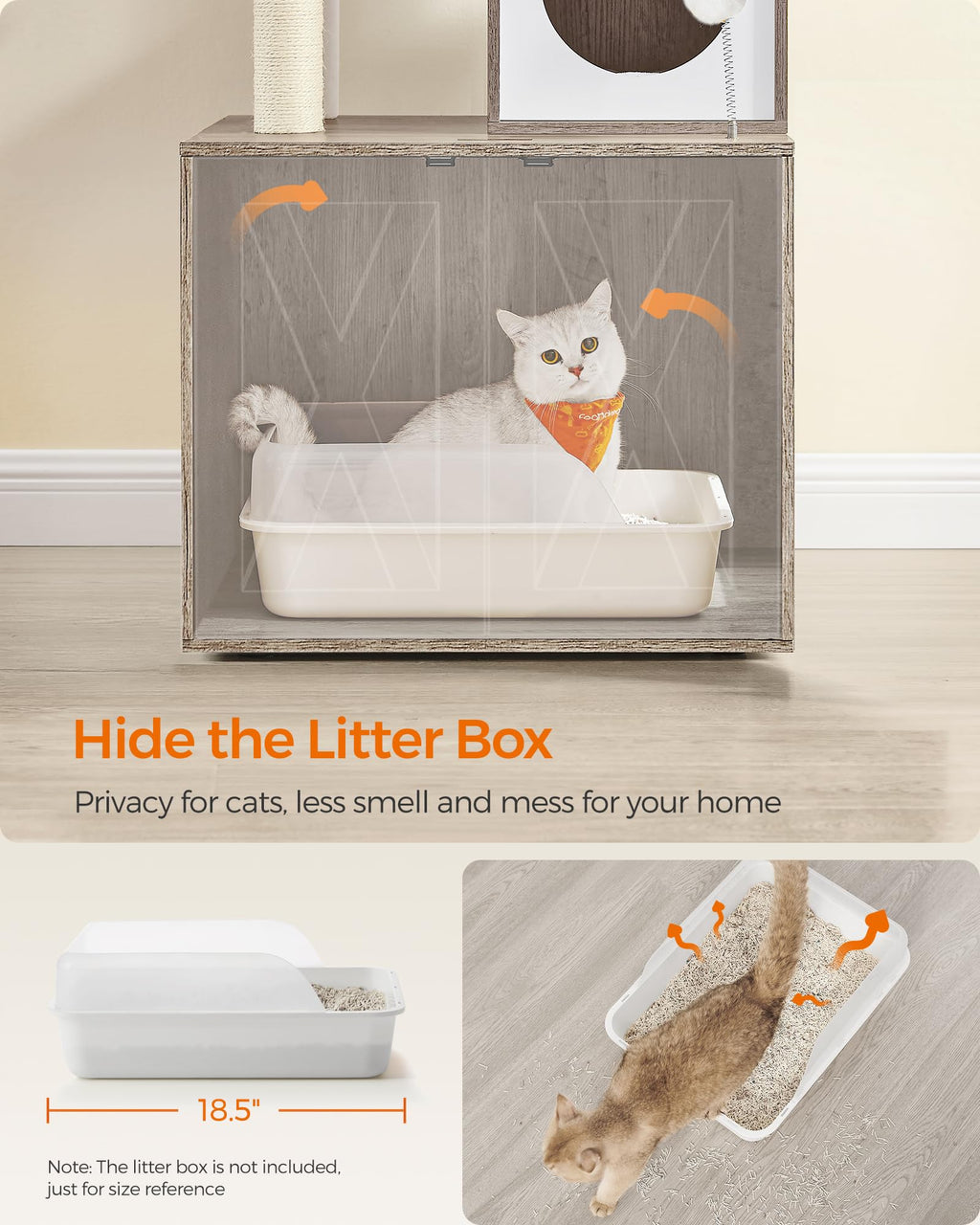 70.1-Inch Tall Cat Tree with Litter Box Enclosure P98338