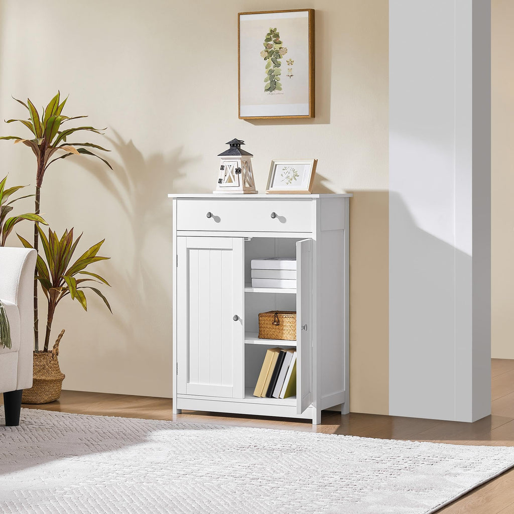 White Bathroom Storage Cabinet with Drawer and 2 Doors I97487