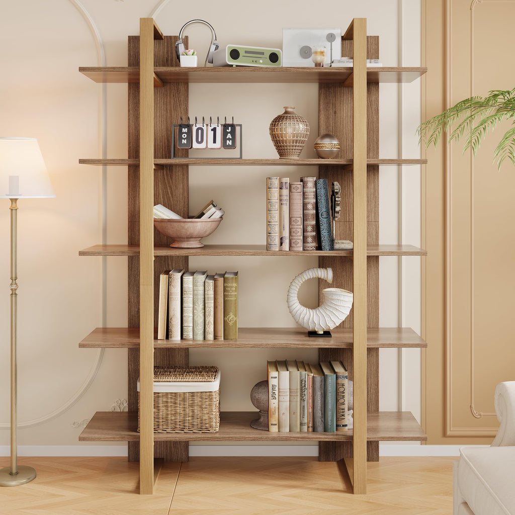 5-Tier Boho Bookshelf with Metal Frame M22598