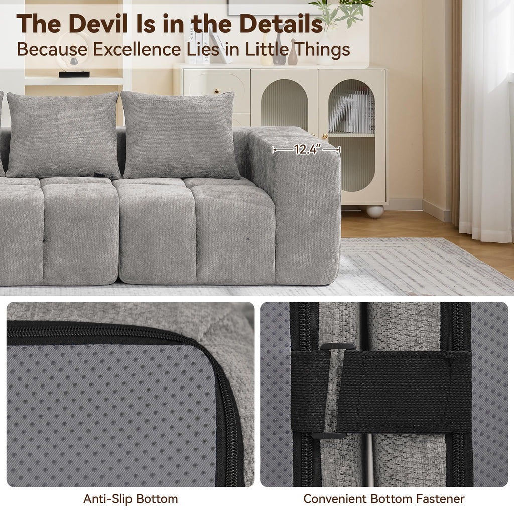 Light Grey Oversized Tufted Memory Foam Loveseat S677