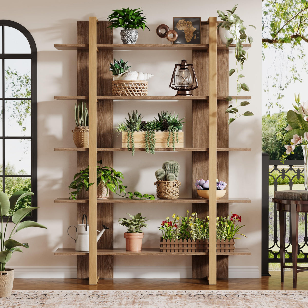 5-Tier Boho Bookshelf with Metal Frame M22598