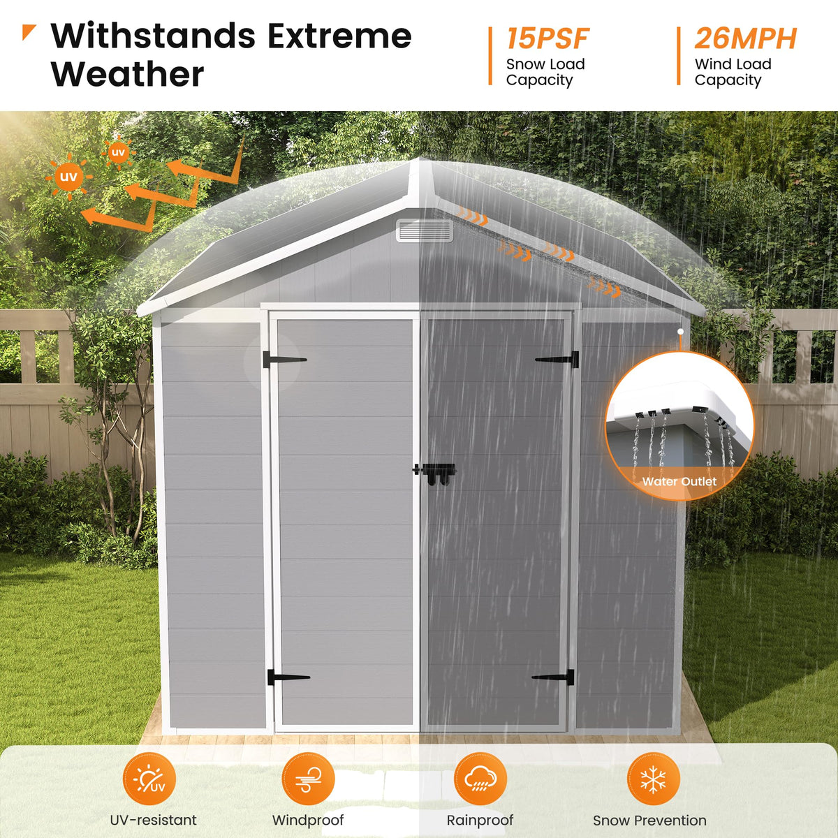 8 x 10 FT Resin Outdoor Storage Shed with Floor E5431