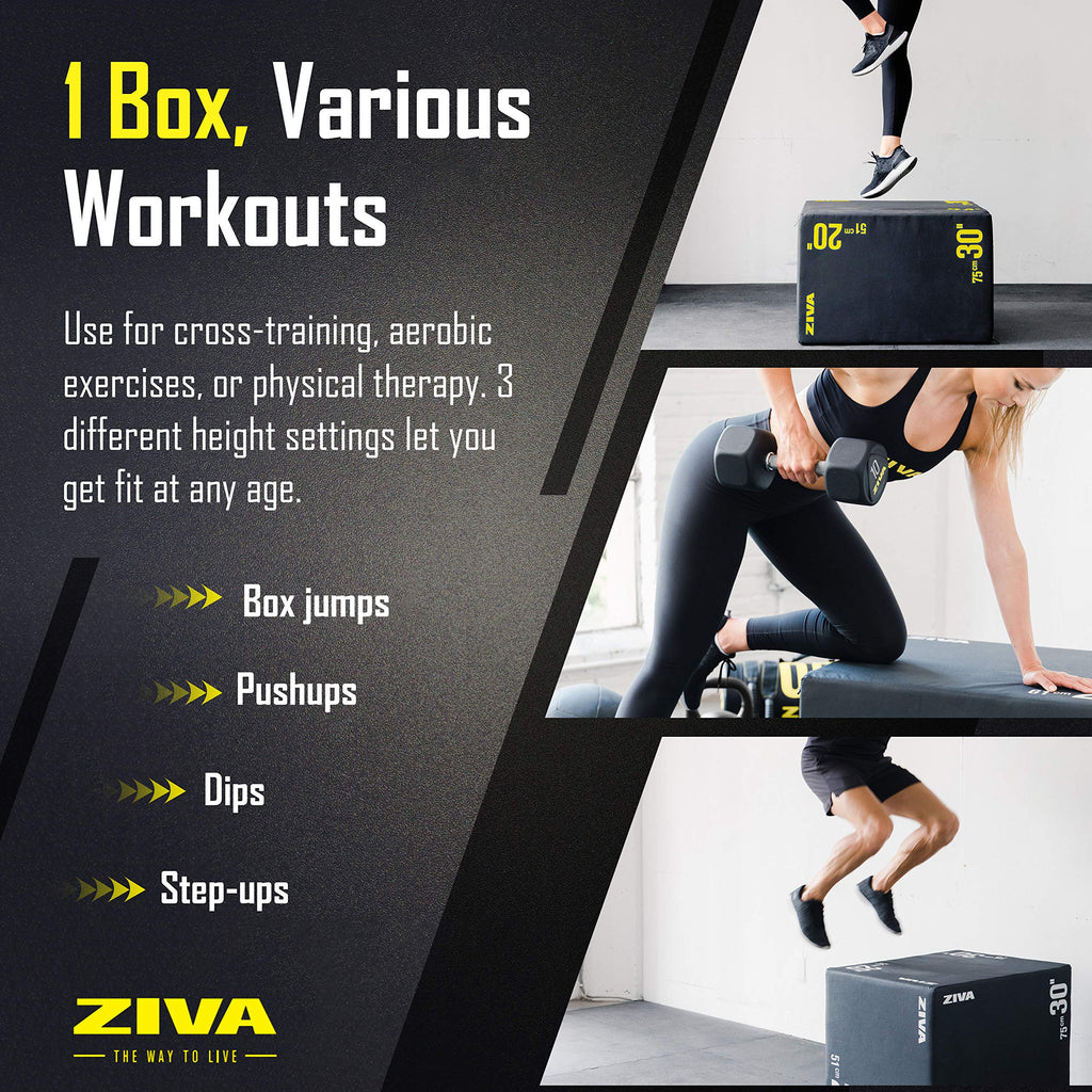 3-in-1 Plyo Box with Non-Slip PVC Cover 20x24x30" P507