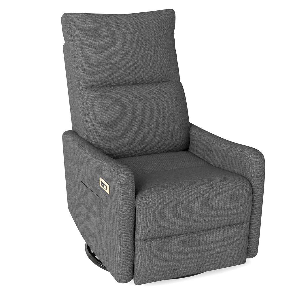 29" Electric Power Swivel Rocking Recliner Chair Dark Gray G917