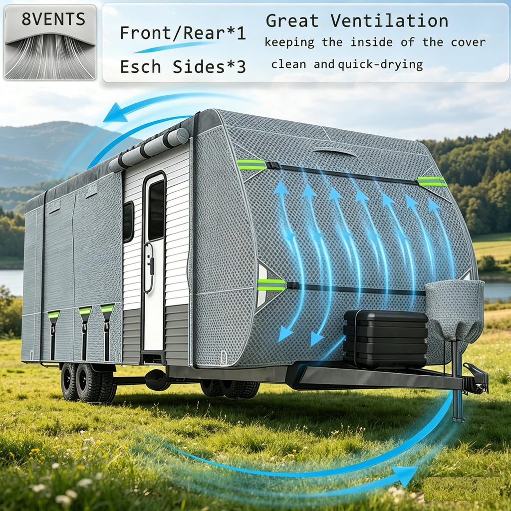24-27FT 8 Layers Windproof RV Cover with Tire Cover P173