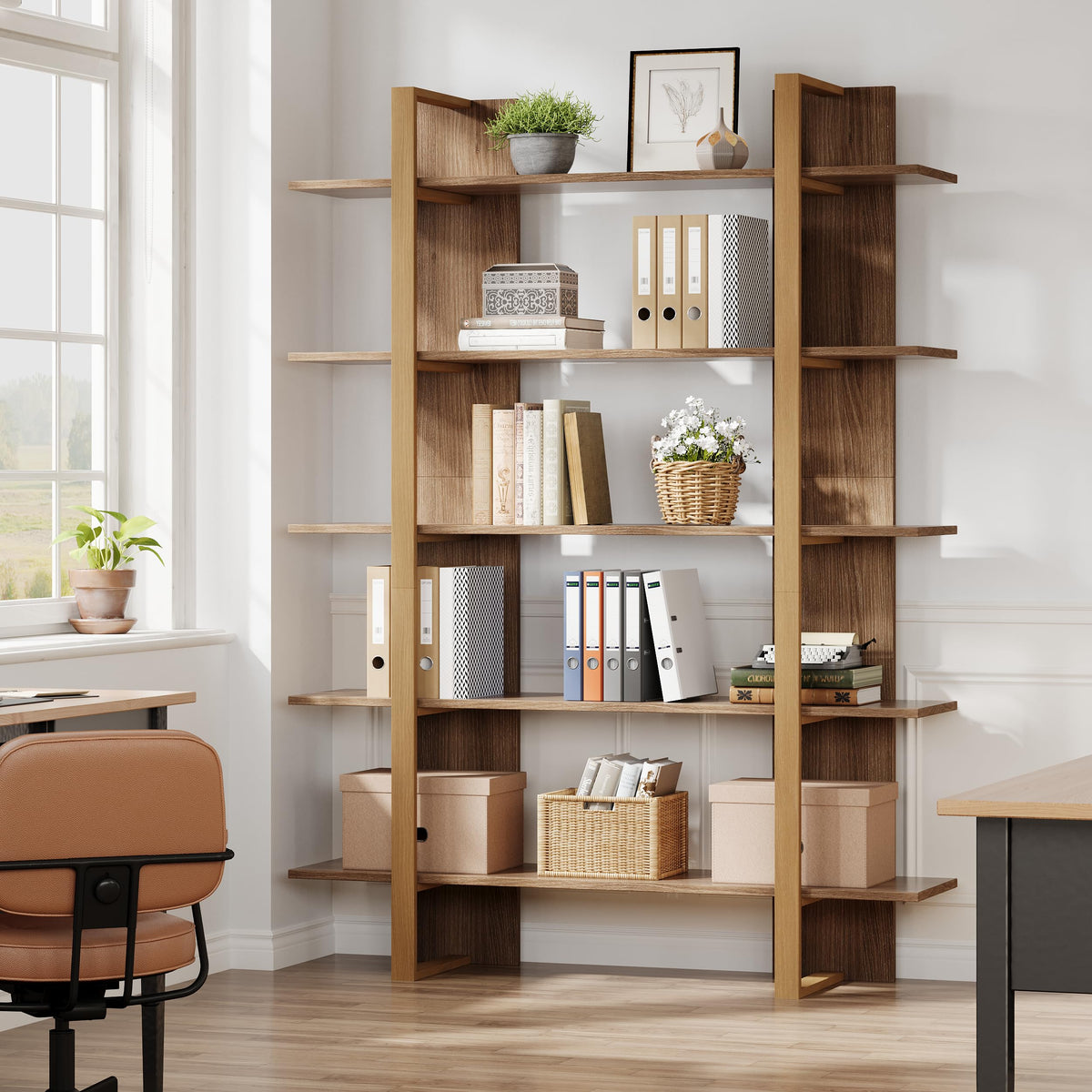 5-Tier Boho Bookshelf with Metal Frame M22598