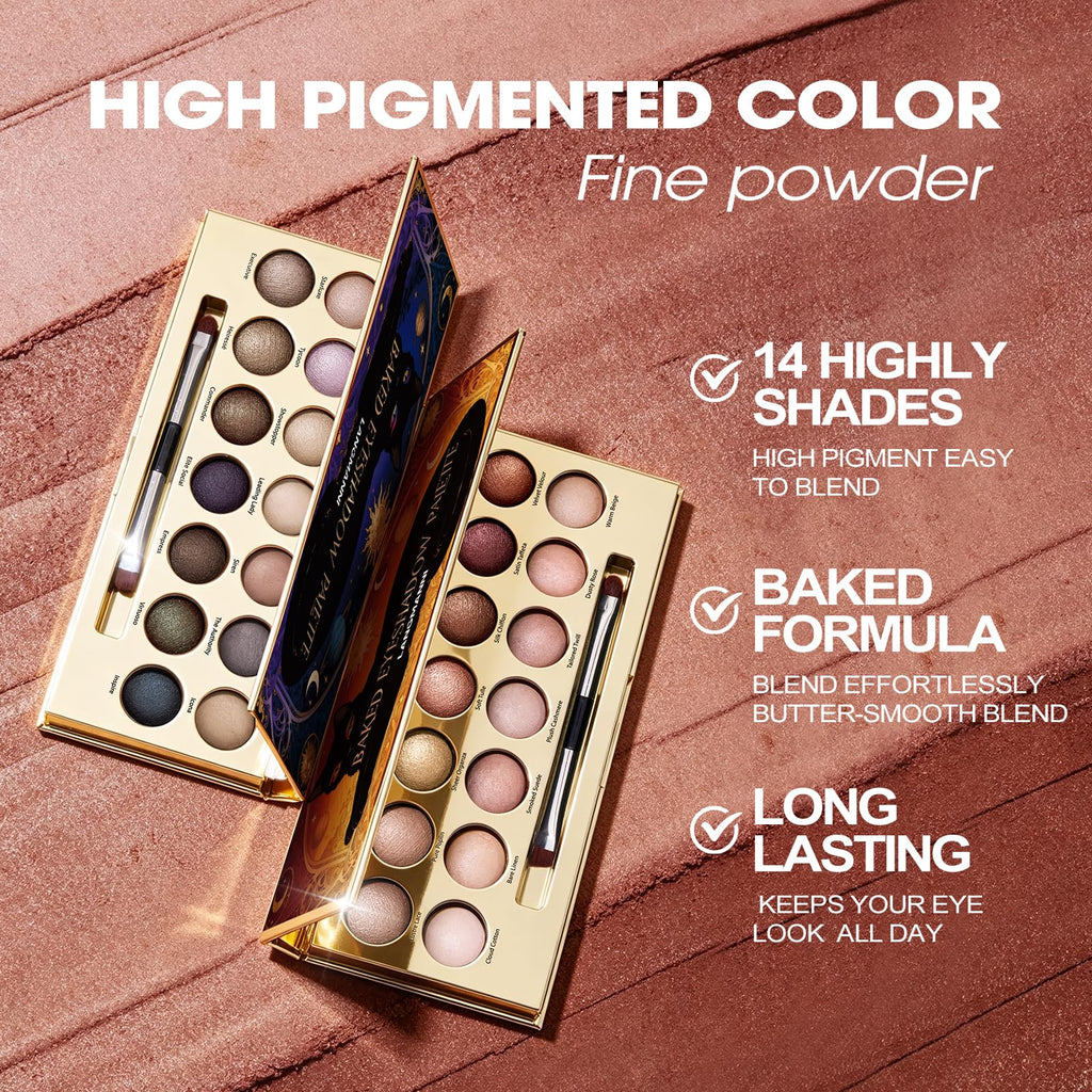 14 Color Cool Toned Baked Eyeshadow Palette T96597